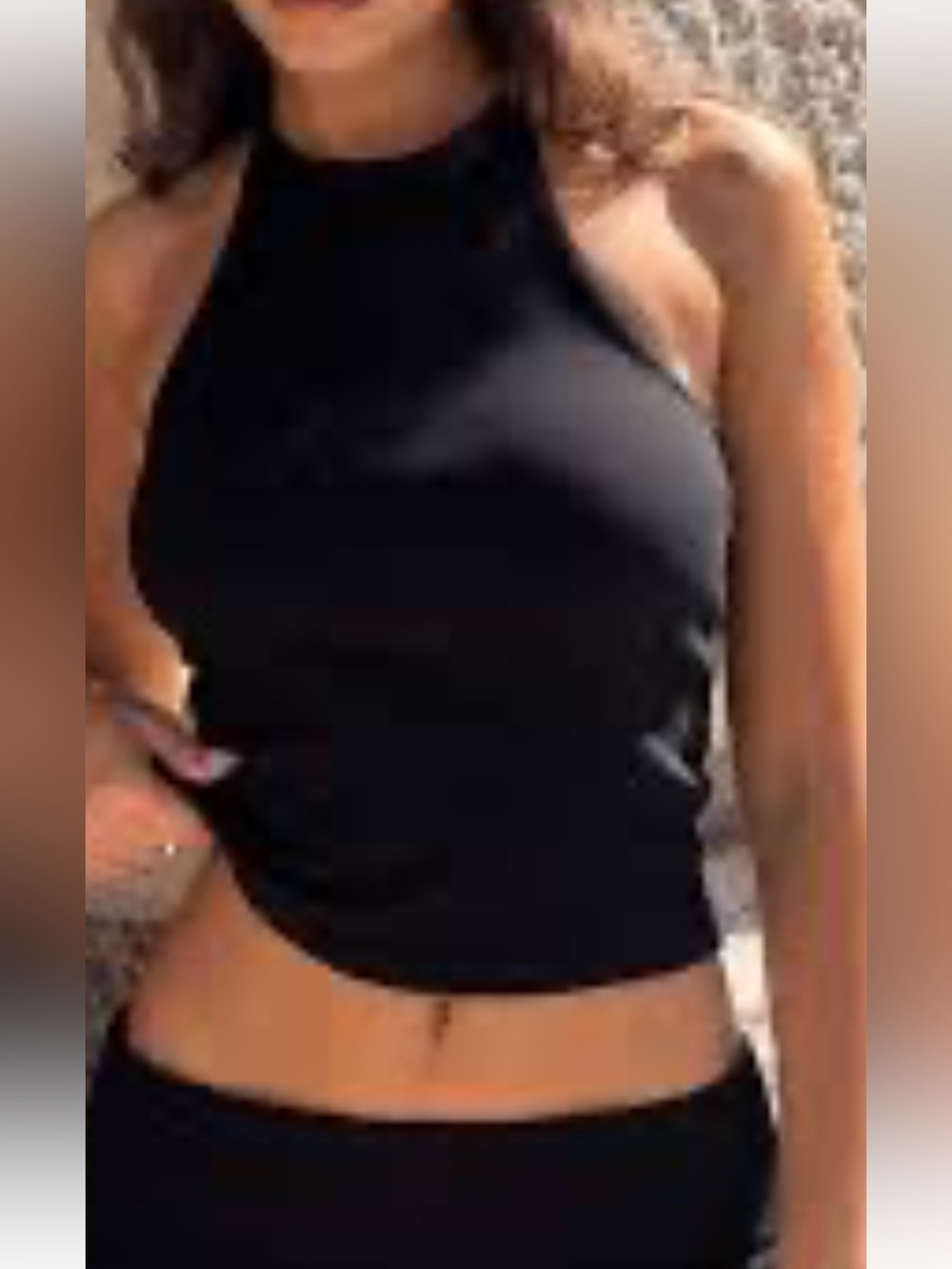 Princess Polly Black High Neck Seamless Crop Top Sz 6